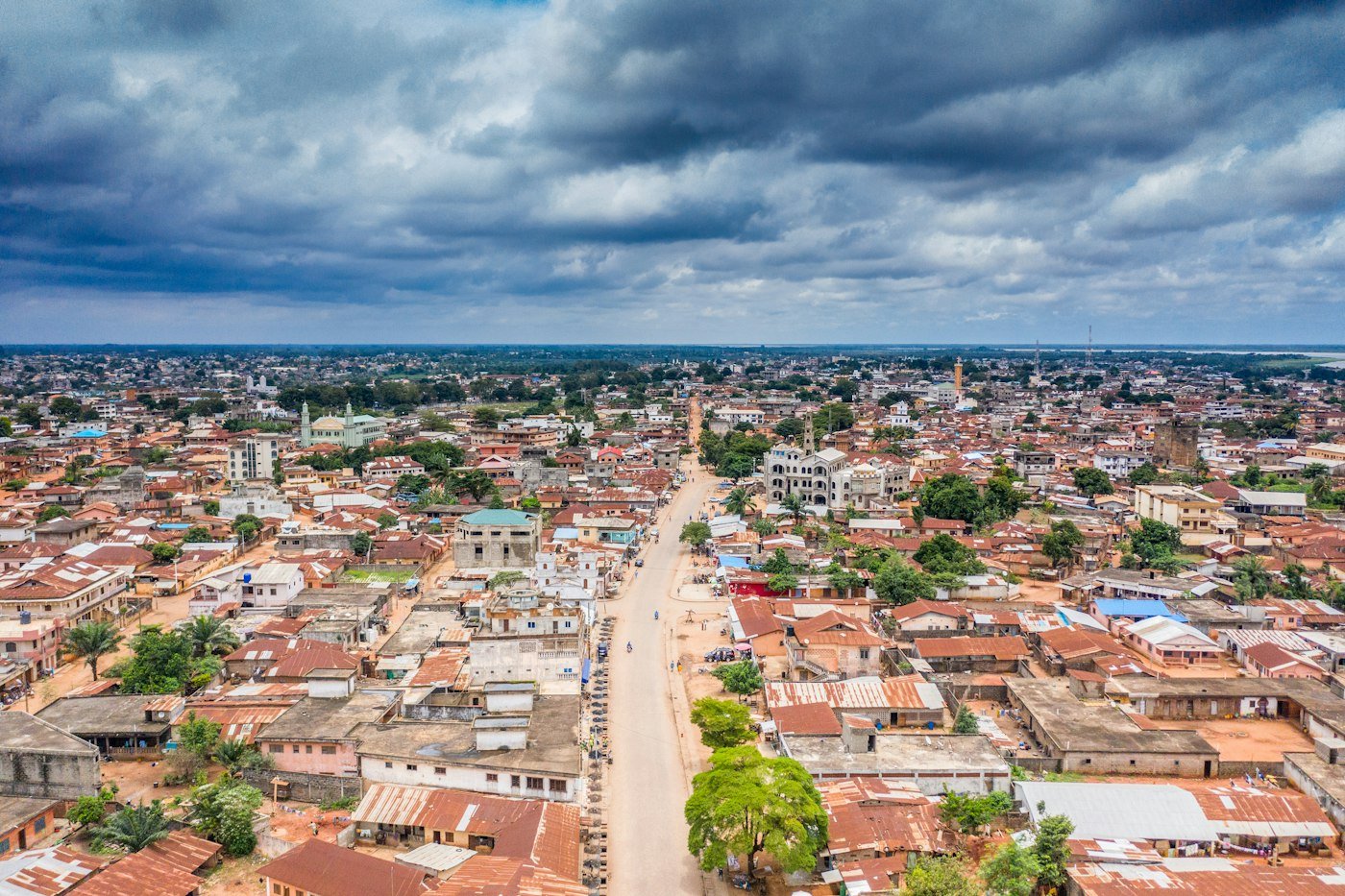 Vue aérienne de Porto-Novo, capitale du Bénin